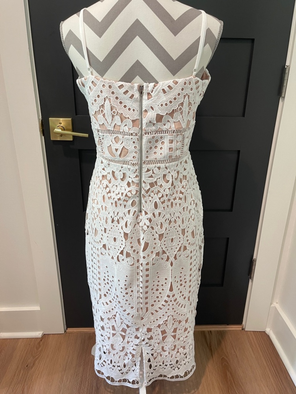 Gianni Bini White Crochet Lace Cottagecore Midi Pencil Dress Size XL - Picture 4 of 8